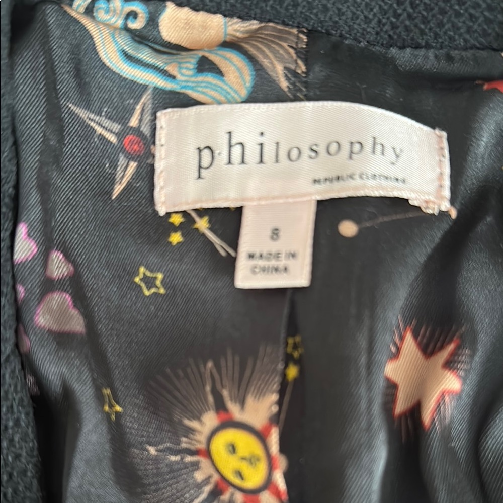 Philosophy Black Blazer with Cool Patterned Lining - Picture 3 of 5